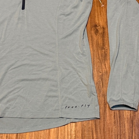 Free fly women’s large 12 14 pullover long sleeve Light Blue Quarter-Zip shirt - Picture 3 of 10